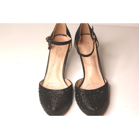 De Blossom Bejeweled Rhinestone Platform Stiletto Ballroom Wedding Black Sz 8.5 - Picture 3 of 8
